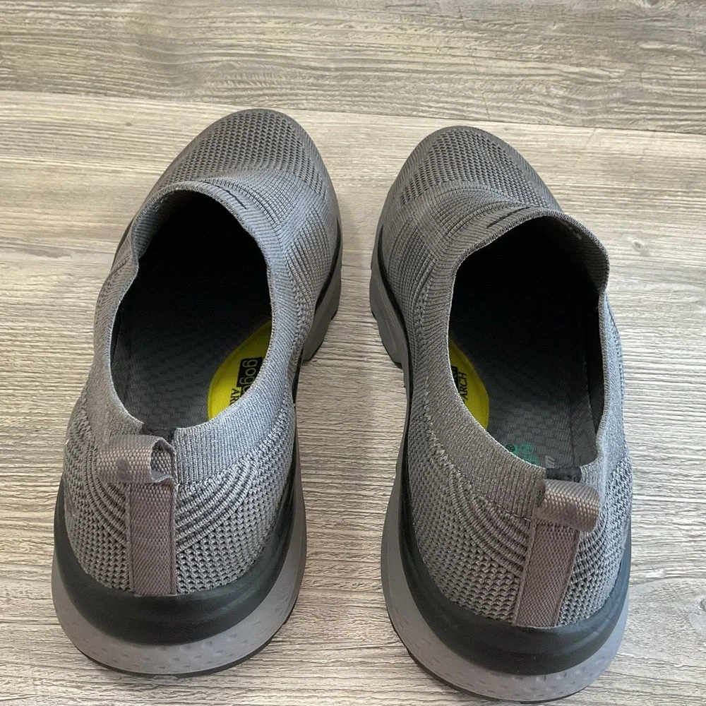 Skechers Mens Size 13 Grey Mesh Relaxed Fit Goga Mat Arch Walking Slip On Shoes
